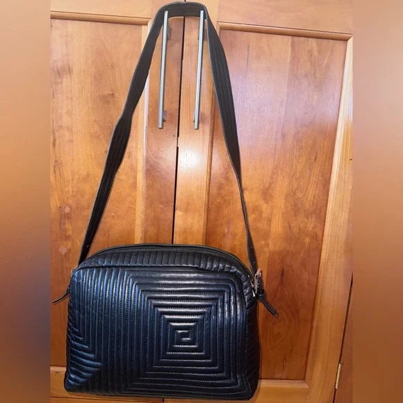 Bally Black Lambskin Quilted Geometric Shoulder Bag | Vintage | EUC - Picture 4 of 13
